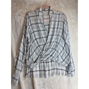 Abercrombie Fitch Womens‎ Plaid Surplice Wrap Long Sleeve Shirt Top M